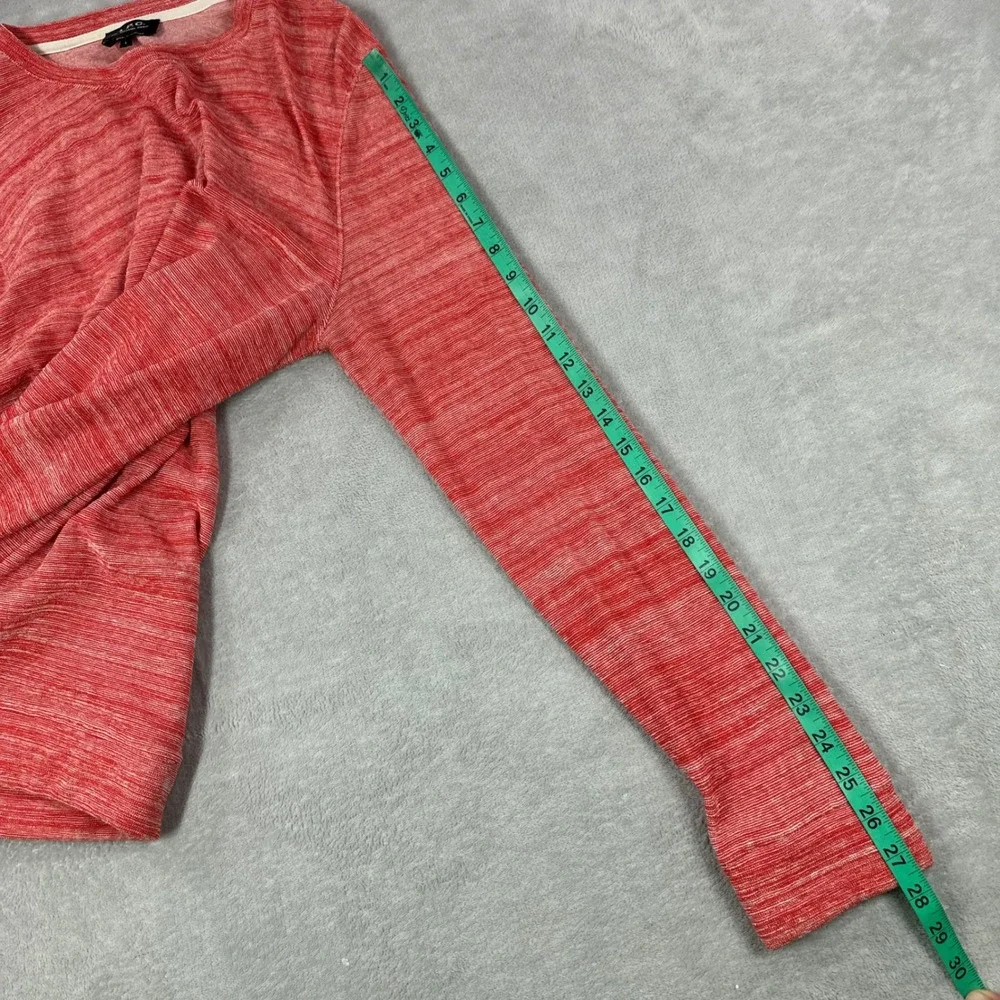 A.P.C. Long Sleeve Shirt Mens Large Red White Space Dye Melange Crew terry Cloth - Picture 9 of 10